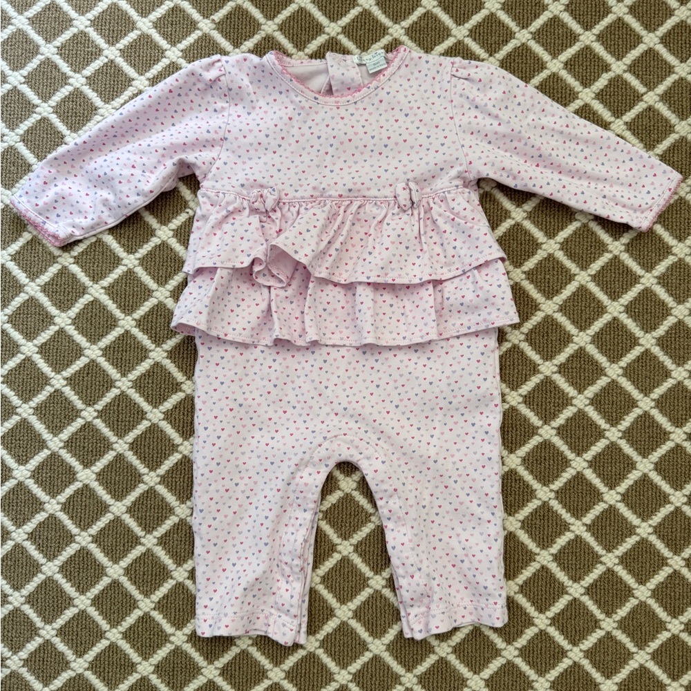Kissy kissy Heart Print Ruffle Baby Romper